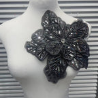 Large Floral Lace Appliqué Trim with Sequins & Beading – Embellished DIY Sew-On Embroidered Flower for Wedding Dresses, Evening Gowns & Bridal Fashion Accessories