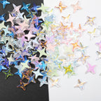 K9 Glass Mocha Aurora 4-Point Star Rhinestones – Flat-Back Iridescent Gems for Nail Art & Phone Charms