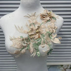 3D Floral Beaded Tulle Applique Patch - Sequin Embroidered DIY Sewing Patch