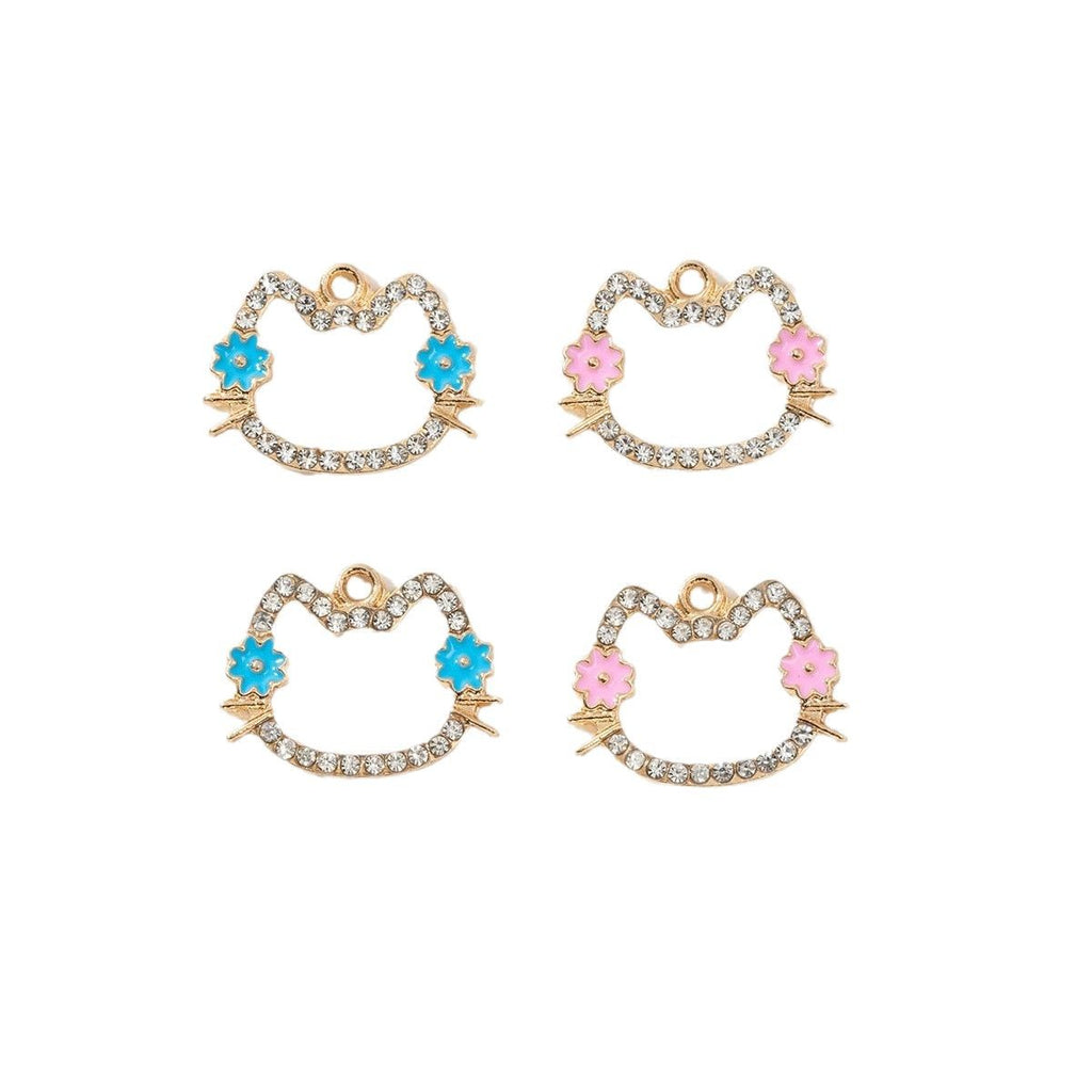 Fashionable design, flower hollow cartoon, cat accessories, earrings, necklaces, jewelry materials, DIY alloy pendant