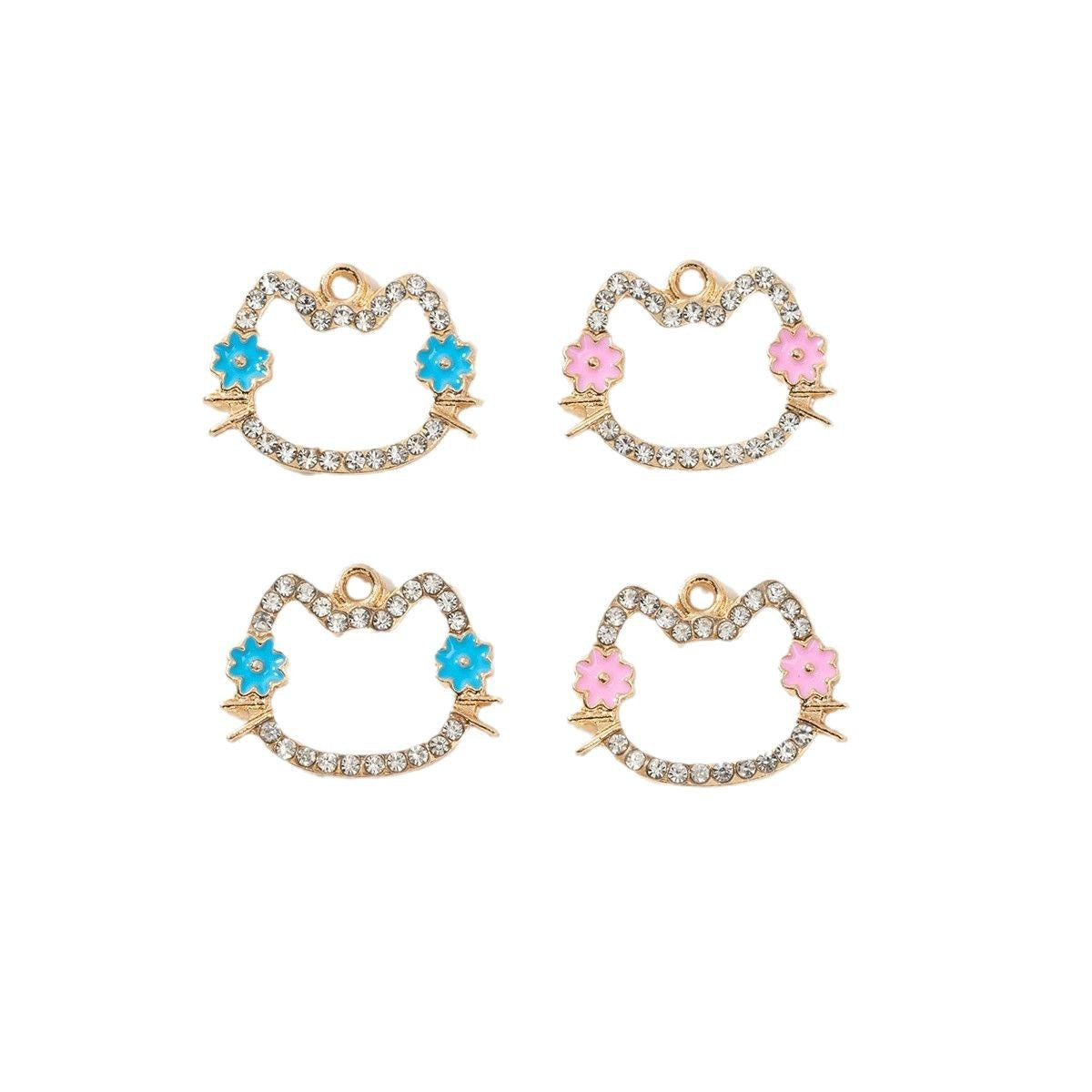 Fashionable design, flower hollow cartoon, cat accessories, earrings, necklaces, jewelry materials, DIY alloy pendant