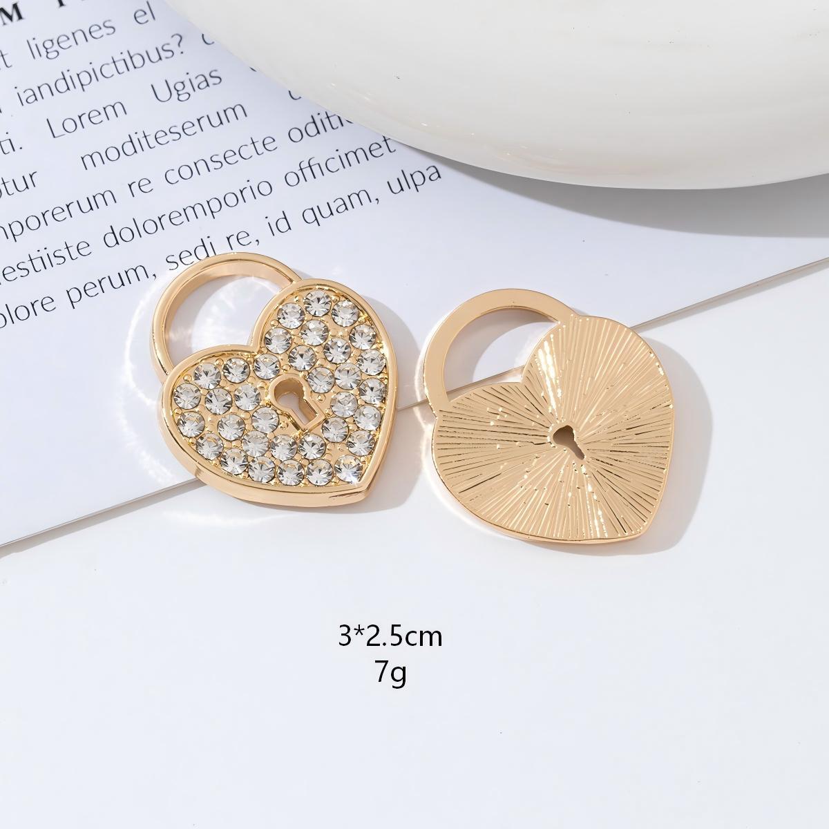 Diamond Studded Lock Pendant, Heart-shaped Lock, Fake Lock Bracelet, Earring Material, Luggage, Clothing Decoration, Diy Alloy Jewelry Accessories