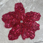 Large Floral Lace Appliqué Trim with Sequins & Beading – Embellished DIY Sew-On Embroidered Flower for Wedding Dresses, Evening Gowns & Bridal Fashion Accessories
