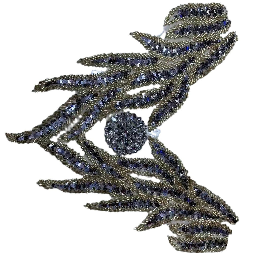 Multicolor Hand-Beading Lace Trim with Crystal Glass Rhinestones & Seed Beads – Embellished DIY Appliqué for Wedding Dresses, Evening Gowns, Qipao & Bridal Fashion Sewing Projects