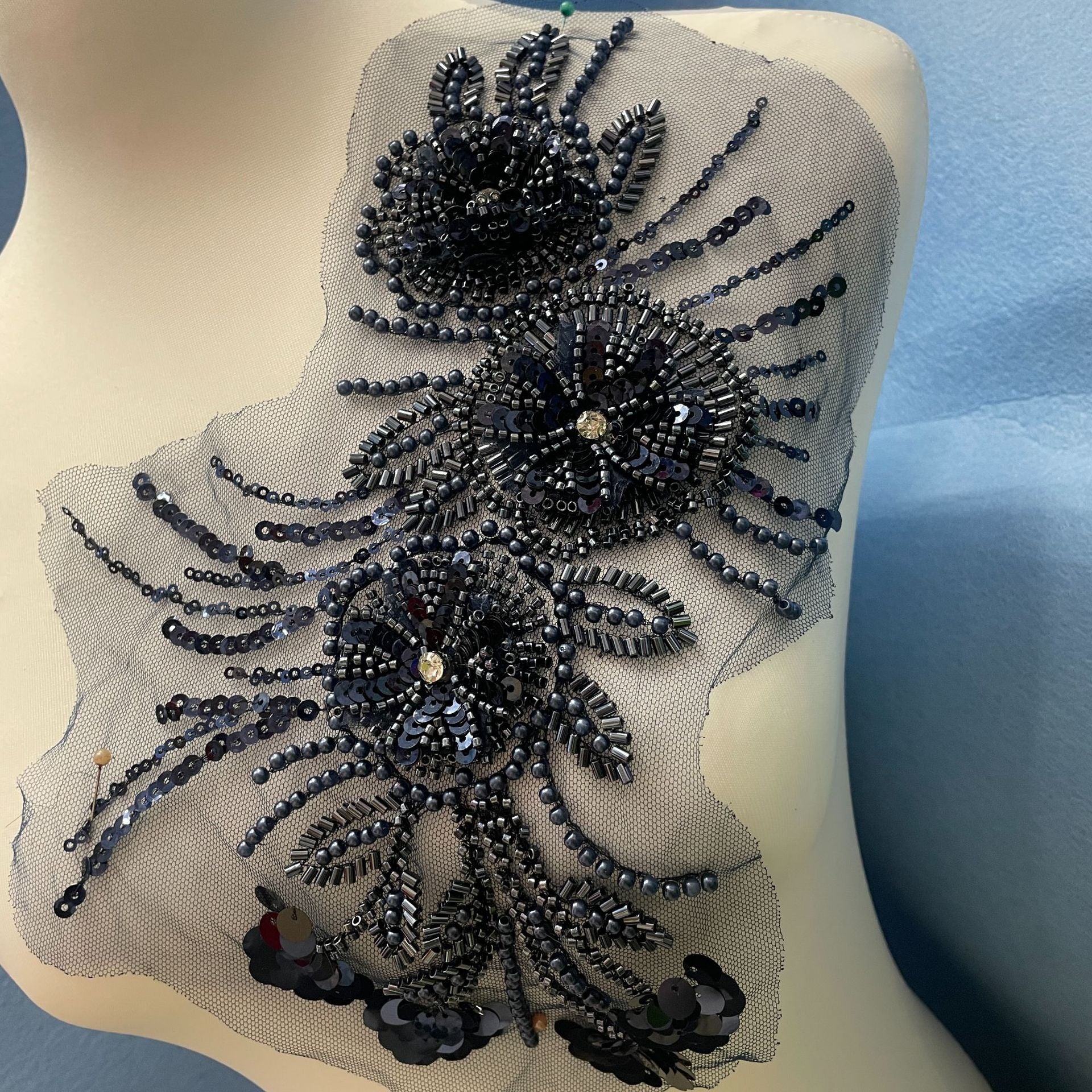 Multicolor Lace Trim with Embroidered Flowers, Sequins & Tube Beads – Heavy Beaded DIY Appliqué for Wedding Dresses, Evening Gowns, Stage Costumes & Bridal Fashion Sewing Projects