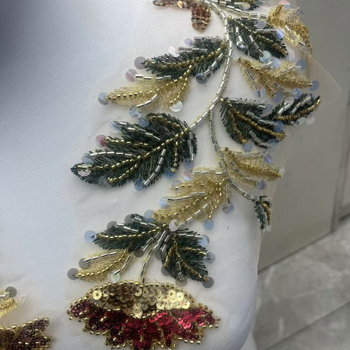 Multicolor Floral Lace Trim with Beaded & Rhinestone Embellishment – Sparkling Appliqué for Wedding Dresses, Evening Gowns & Bridal DIY Sewing Projects