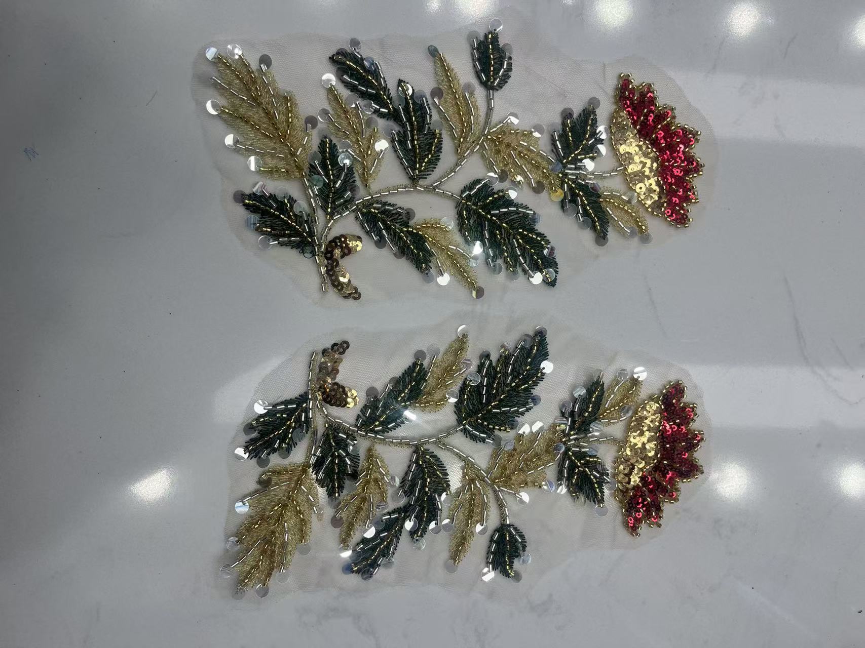 Multicolor Floral Lace Trim with Beaded & Rhinestone Embellishment – Sparkling Appliqué for Wedding Dresses, Evening Gowns & Bridal DIY Sewing Projects