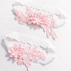 Bridal Garter Set, Light Blue 3d Flower Lace Garter Belt, Stretch Elastic Non-slip Wedding Garter For Bride