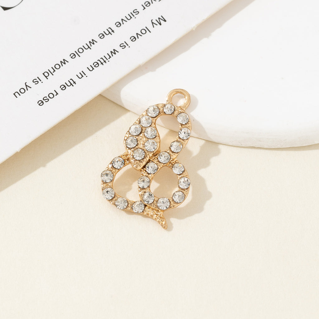 Cross Border New Diamond Inlaid Snake Shaped Alloy Pendant Bracelet Necklace Earring Accessories High-end Diy Material Accessories