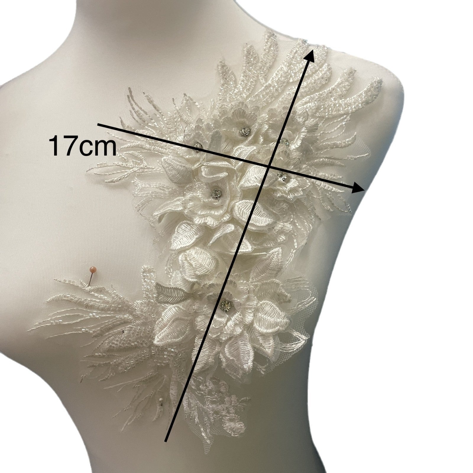 Multicolor Lace Trim with Embroidered Flowers, Beading & Crystal Glass Rhinestones – Sparkling DIY Appliqué for Wedding Dresses, Evening Gowns, Stage Costumes & Fashion Embellishment