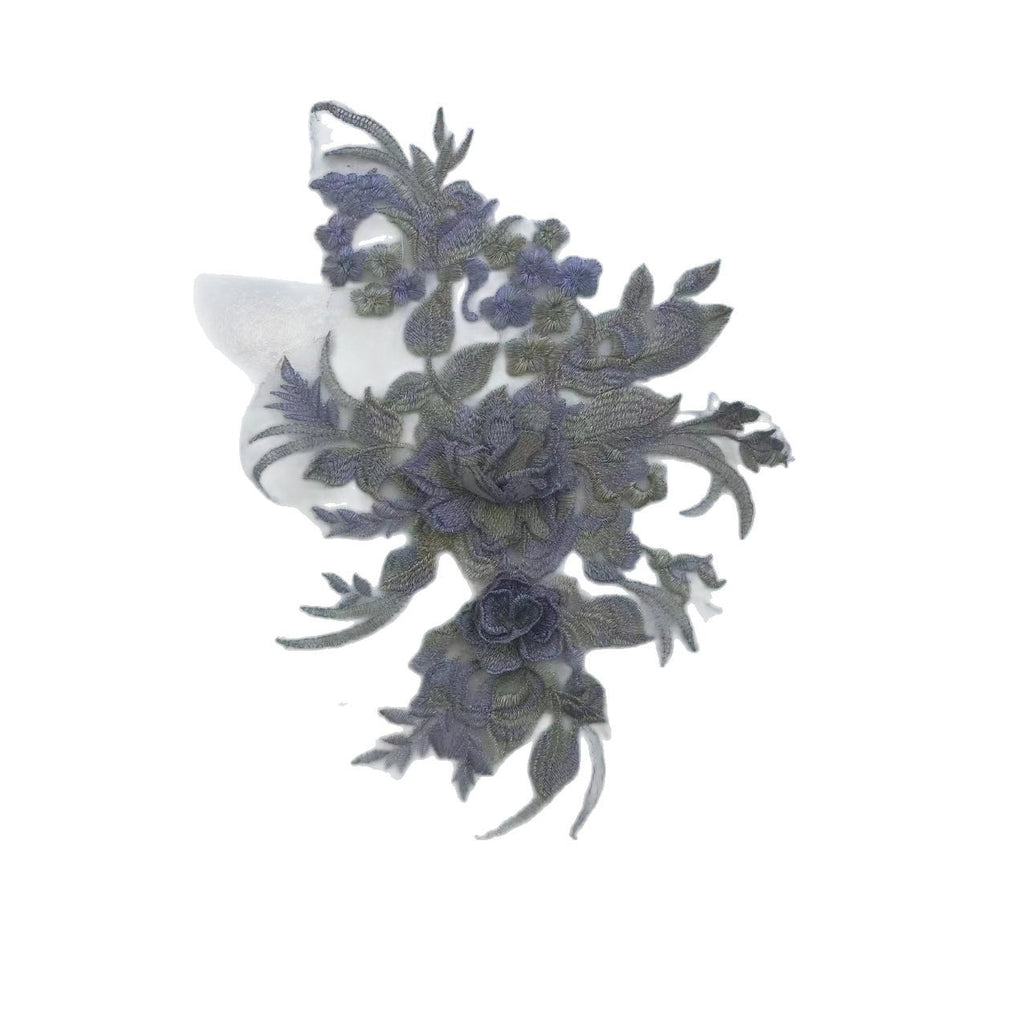3D Floral Beaded Tulle Embroidered Applique Patch with Sequins - DIY Clothing Repair & Decorative Sewing Craft Supply