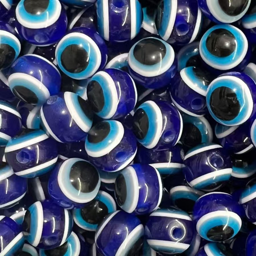 Resin Devil's Eye Beads - Turkish Blue Evil Eye Striped Loose Beads for DIY Jewelry