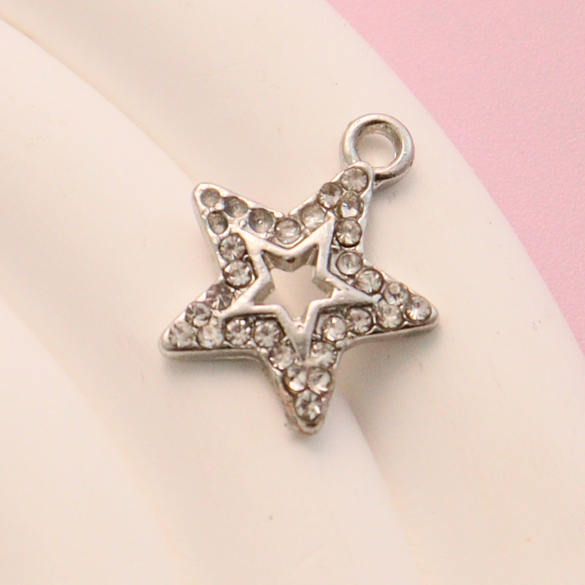 Cross Border Hollow Pentagram Diamond Inlaid Small Pendant Alloy Jewelry Accessories Diy Accessories Pendant Bracelet Clothing Material