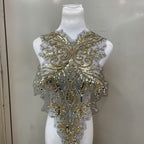 Heavy Embellished Lace & Sequin Appliqué for Front & Back of Wedding Dresses – DIY Decorative Trim with Intricate Embroidery for Bridal Gowns & Evening Wear