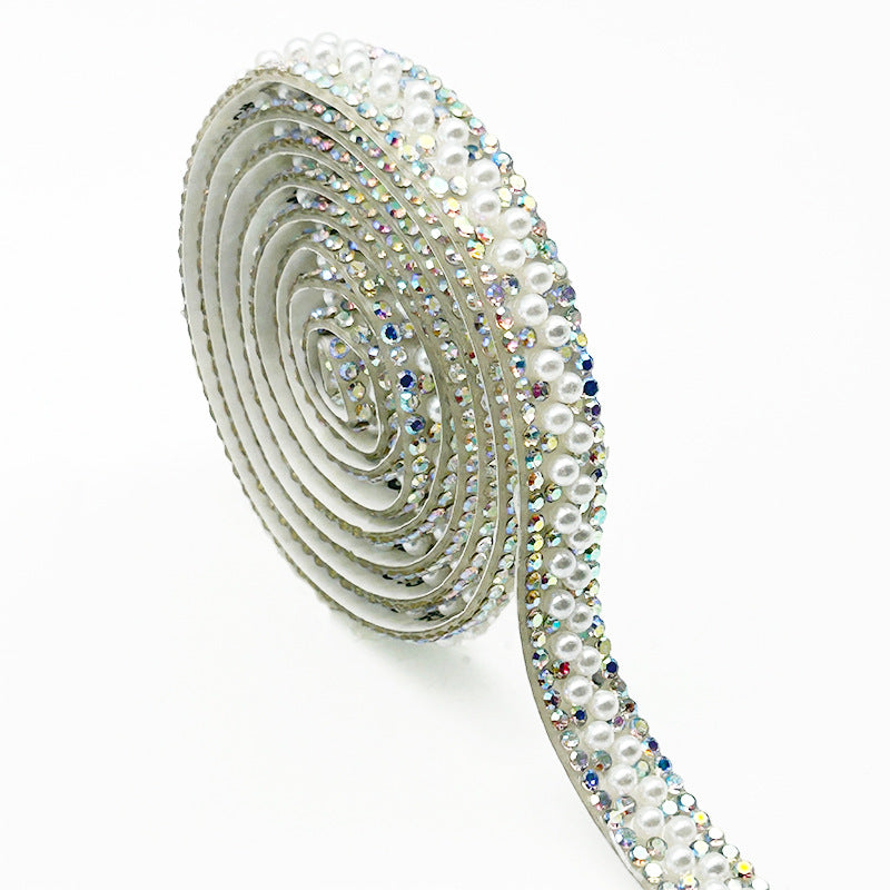 Pearl Rhinestone Strip, Self-adhesive Rhinestone Strip, Diy Jewelry Accessory, Shoe And Bag Decoration, Clothing Rhinestone Patch