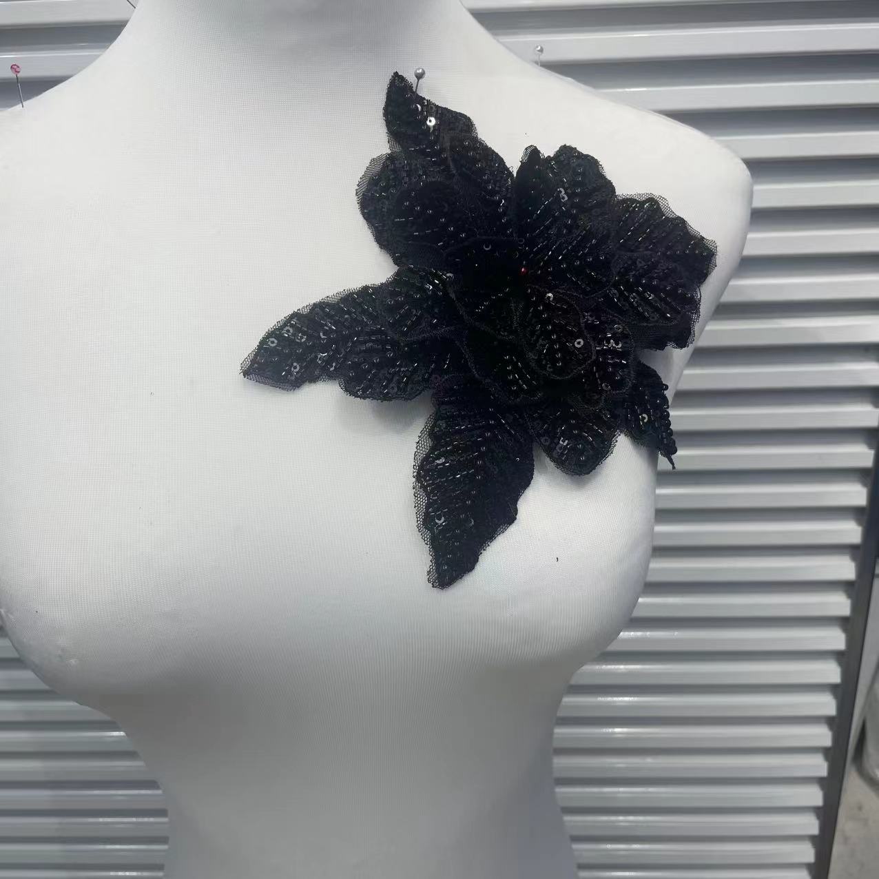 Large Floral Lace Appliqué with Embroidery, Sequins & Beading – Sparkling DIY Trim for Wedding Dresses, Evening Gowns & Bridal Fashion Accessories