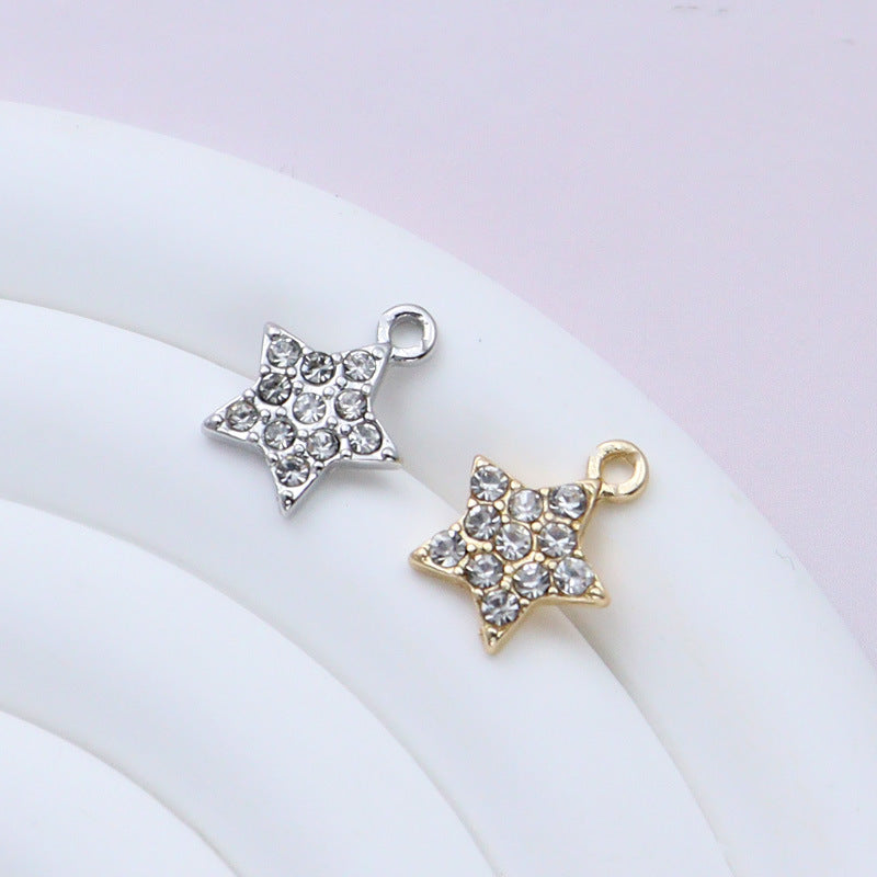 Cross Border Hollow Pentagram Diamond Inlaid Small Pendant Alloy Jewelry Accessories Diy Accessories Pendant Bracelet Clothing Material