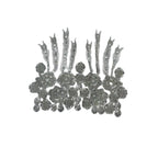 Handcrafted Beaded Rhinestone Sequin Applique Patch - White & Gold Round Neck Tulle Collar DIY Clothing Decor
