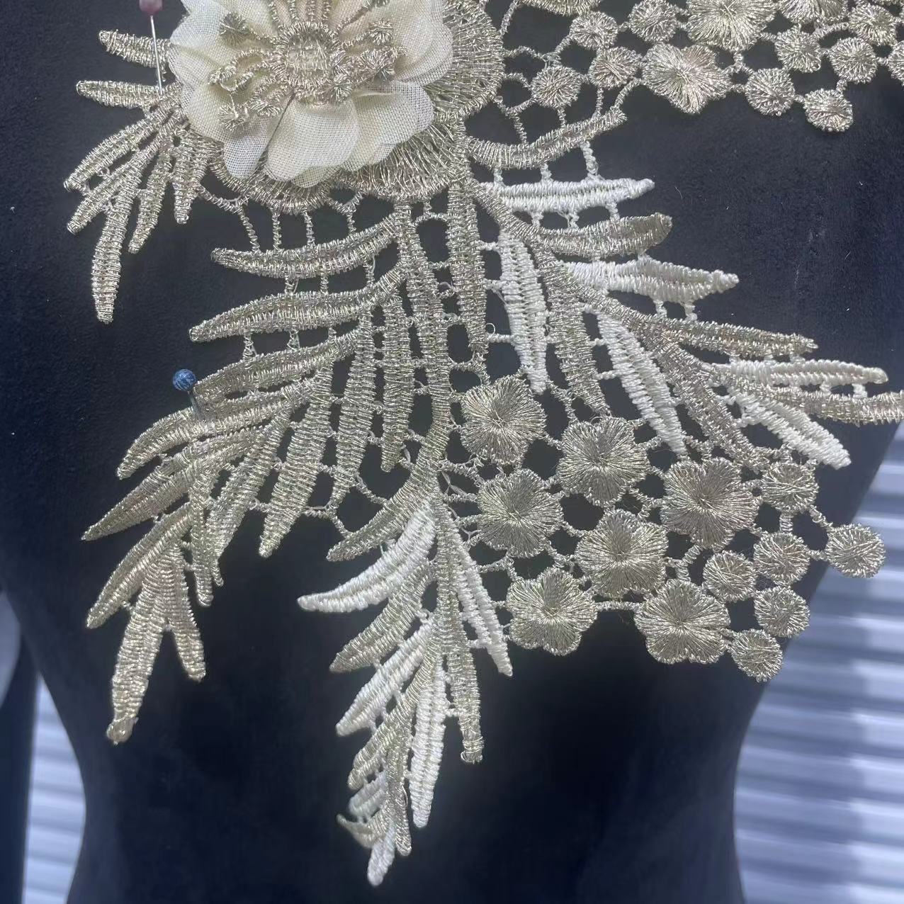 Sequins & Beaded Flower Lace Hollow - Out Embroidery Trim - DIY Collar Decor & Apparel Patch Accessories