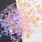 K9 Glass Mocha Aurora 4-Point Star Rhinestones – Flat-Back Iridescent Gems for Nail Art & Phone Charms