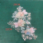 3D Embroidered Floral Appliqué with Beading & Hot-Fix Rhinestones – Sparkling Sew-On Flower Trim for Performance Costumes, Hanfu, Bridal Gowns, Kids' Dresses & DIY Fashion Embellishment