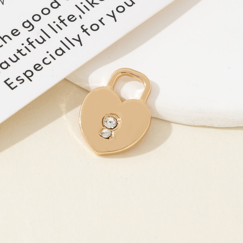 Diamond Studded Lock Pendant, Heart-shaped Lock, Fake Lock Bracelet, Earring Material, Luggage, Clothing Decoration, Diy Alloy Jewelry Accessories