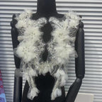 Ultra-Embellished Beaded 3D Floral Sleeve Appliqué – Ethereal DIY Trim for Evening Gowns, Stage Costumes & Bridal Fashion Accessories