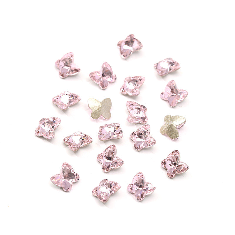 Crystal Butterfly Gradient Pointed-Back Nail Rhinestones – DIY Nail Art Supplies, Special-Shaped Glass Gems for Press-On Manicure Decorations