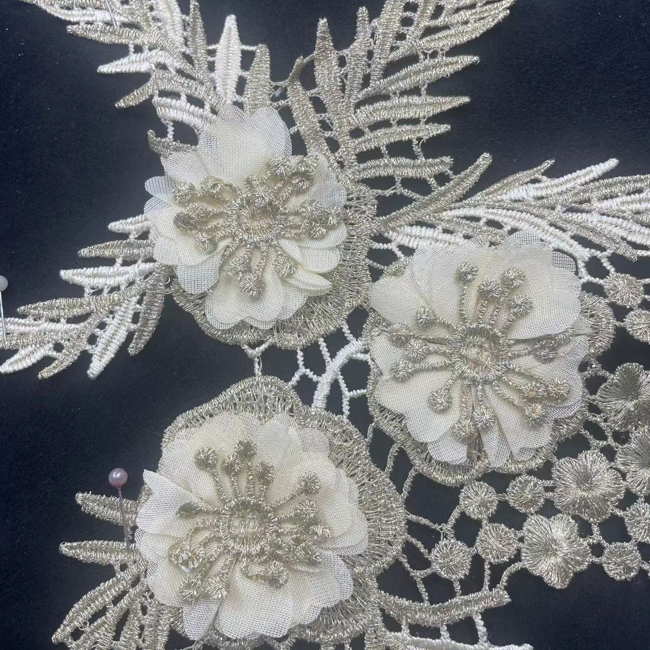 Sequins & Beaded Flower Lace Hollow - Out Embroidery Trim - DIY Collar Decor & Apparel Patch Accessories