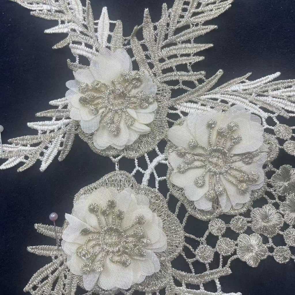 Sequins & Beaded Flower Lace Hollow - Out Embroidery Trim - DIY Collar Decor & Apparel Patch Accessories