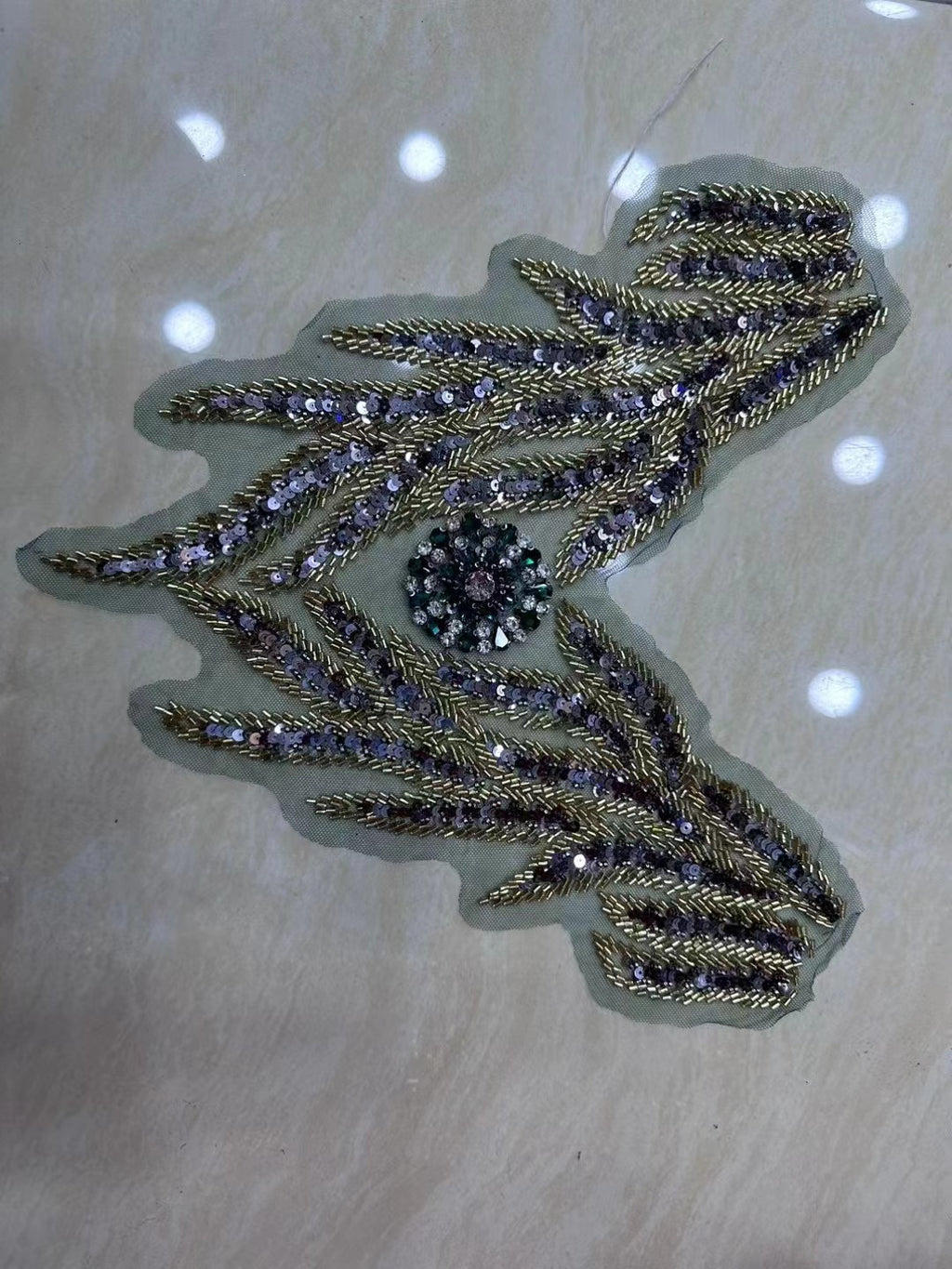 Multicolor Hand-Beading Lace Trim with Crystal Glass Rhinestones & Seed Beads – Embellished DIY Appliqué for Wedding Dresses, Evening Gowns, Qipao & Bridal Fashion Sewing Projects