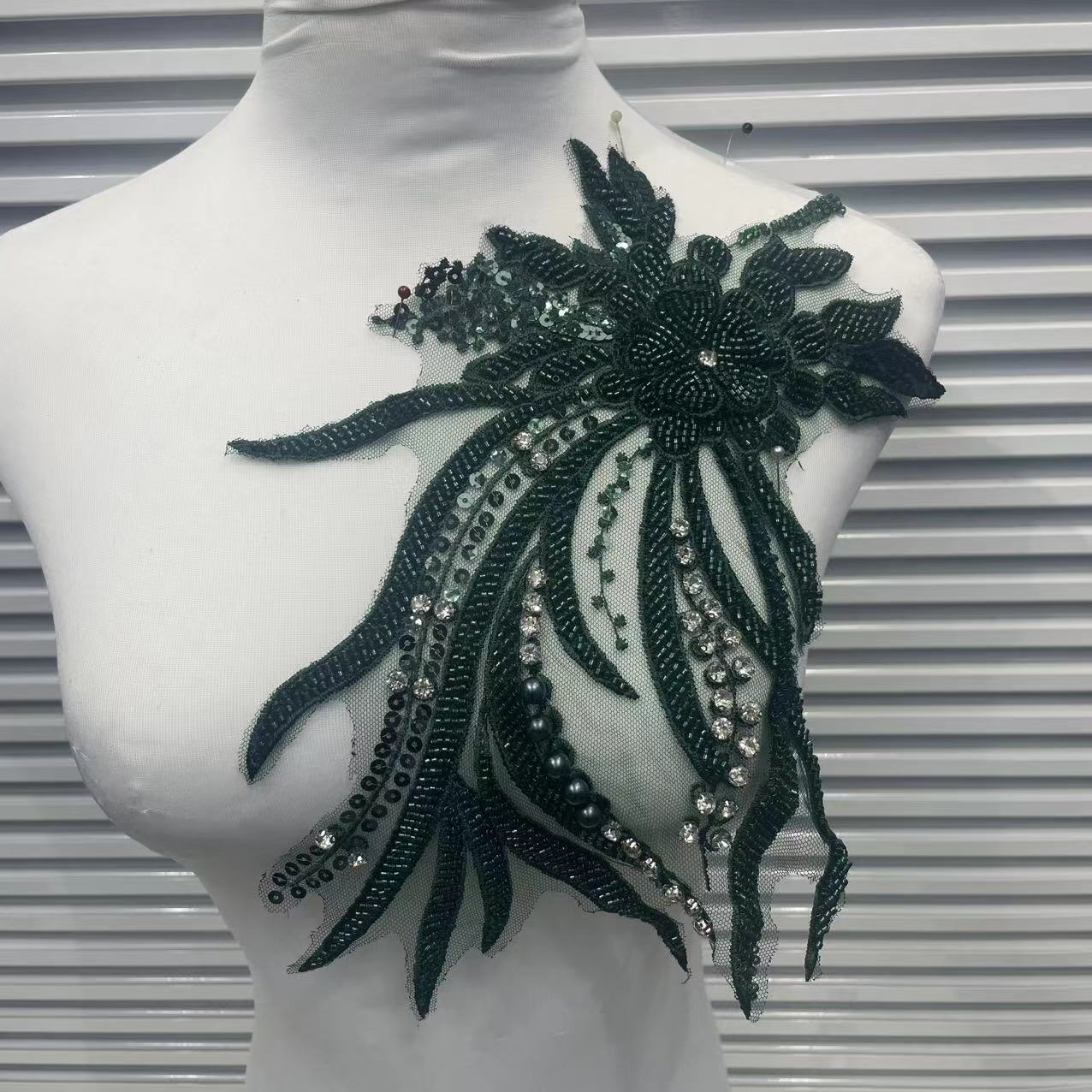 Lace Embroidery with Sequins Trim - Exquisite DIY Accessories for Wedding Dresses, Evening Gowns & Cheongsams