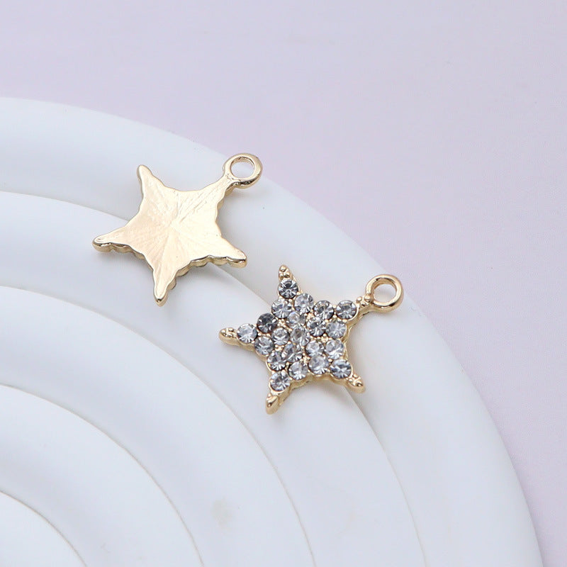 Cross Border Hollow Pentagram Diamond Inlaid Small Pendant Alloy Jewelry Accessories Diy Accessories Pendant Bracelet Clothing Material