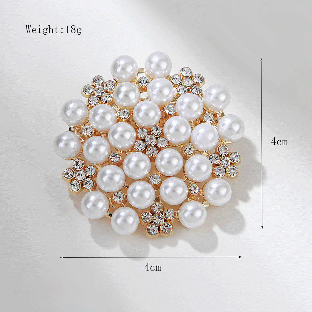 Women's Eco Alloy Camellia Brooch - Crystal Pearl Flower Pin, Korean-Inspired Luxury Fashion Jewelry