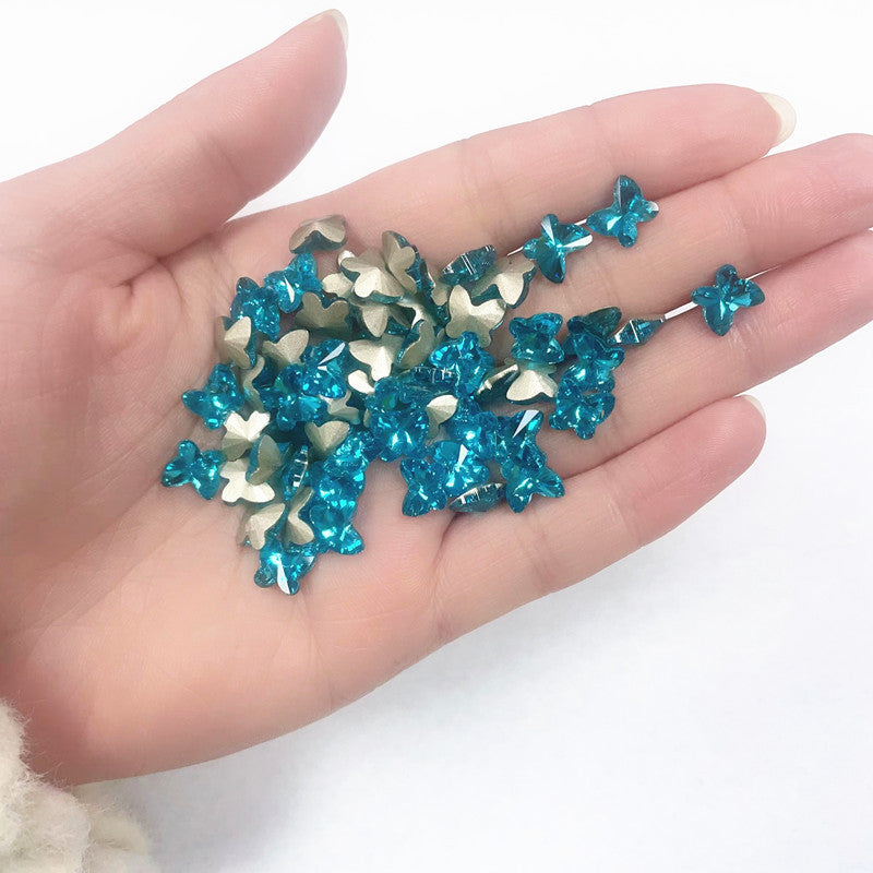 Crystal Butterfly Gradient Pointed-Back Nail Rhinestones – DIY Nail Art Supplies, Special-Shaped Glass Gems for Press-On Manicure Decorations