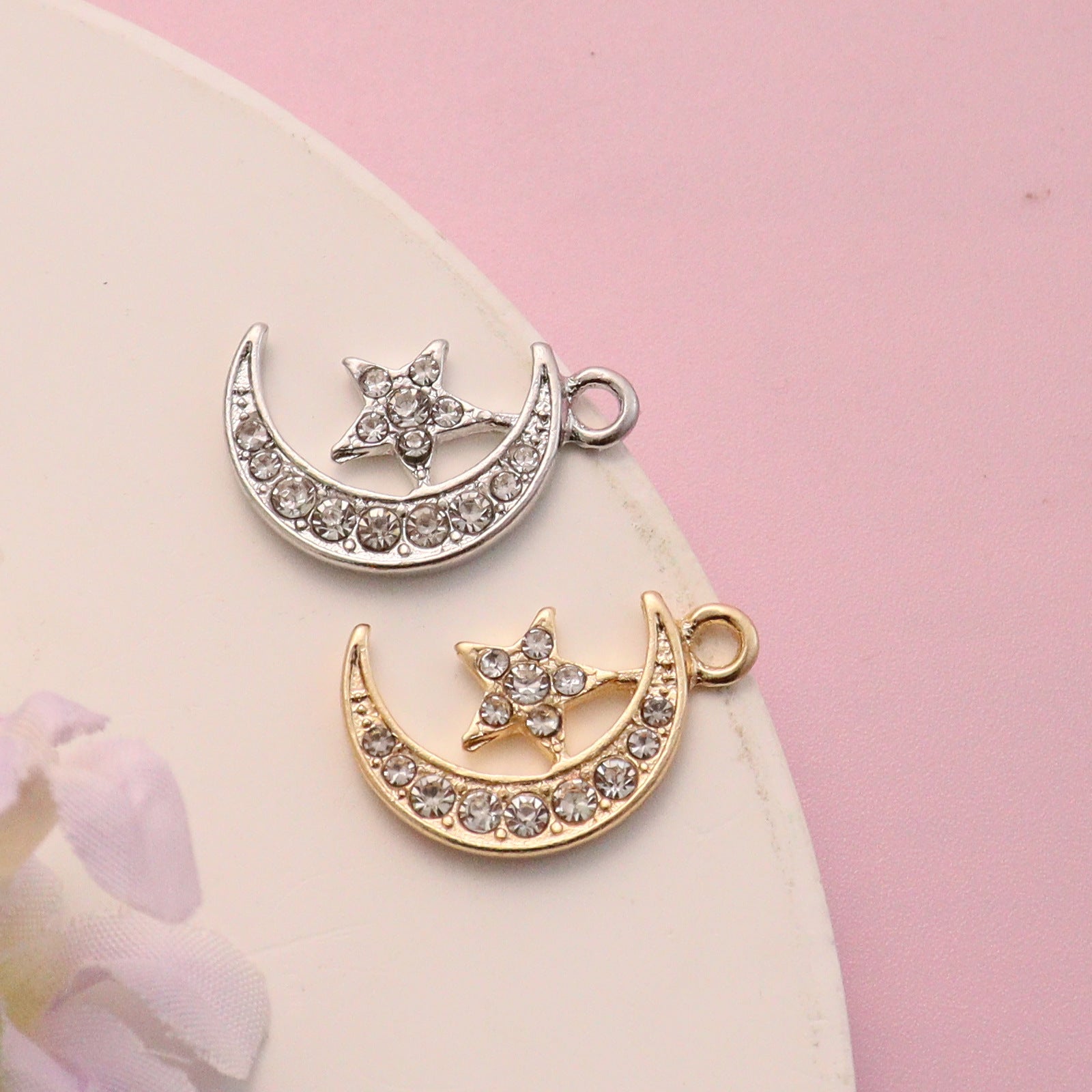 Vintage Star Moon Hollow Pendant Handmade Star Moon Pendant Bracelet Necklace Accessories DIY Alloy Accessories