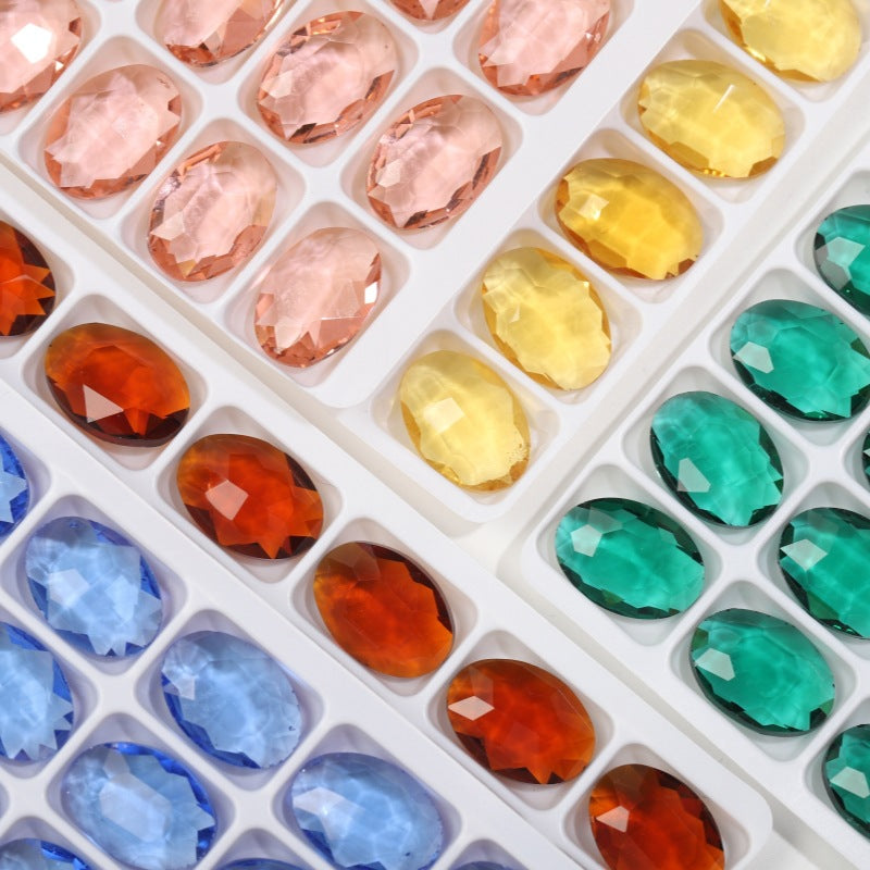 K9 Glass 10x14mm Ice Oval Pointed-Back Rhinestones – Bulk Colorful Marquise Gems for Nail Art