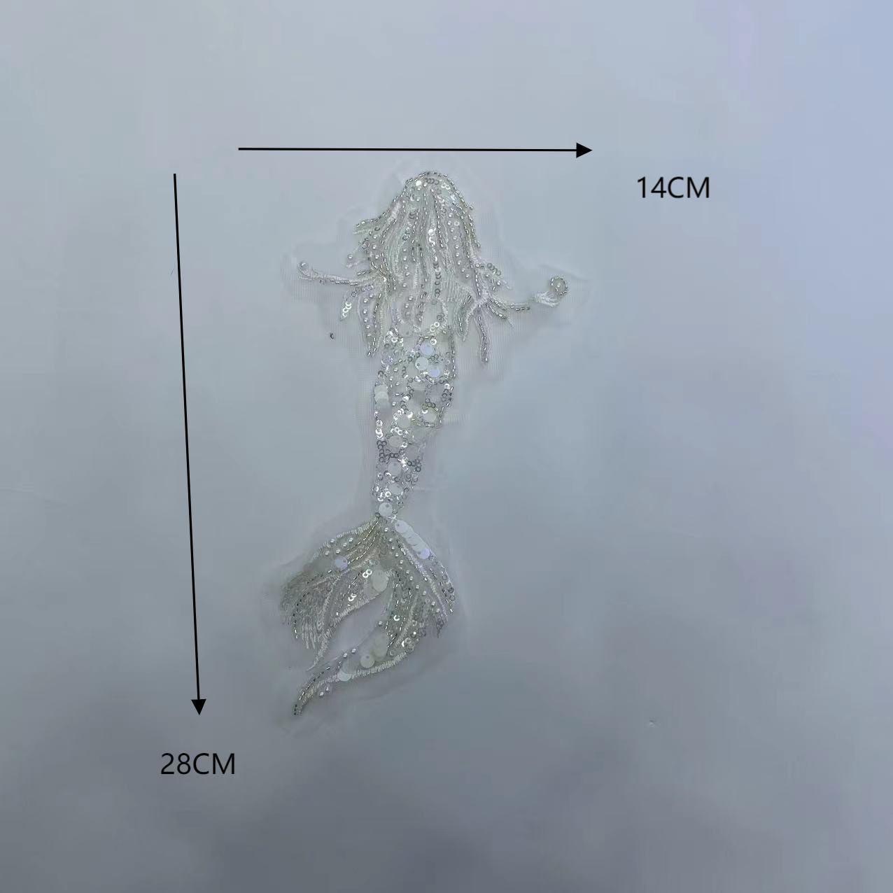 Koi Fish Inspired Heavy Embellishment Trim – Lustrous White Shell Pearls, Tiny Seed Beads & Silver Thread Appliqué for Bridal Gowns, Evening Wear & Luxury DIY Fashion Accessories