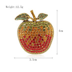 Eco-friendly Full Diamond Gradient Christmas Eve Apple Brooch Design Fruit Pin Fashion Coat Flower Accessory