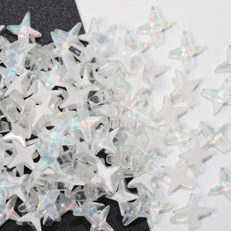 K9 Glass Mocha Aurora 4-Point Star Rhinestones – Flat-Back Iridescent Gems for Nail Art & Phone Charms