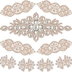 9 Pcs Rhinestone Applique Patches with Back Glue, Sparkling Iron-on Gems for Dancewear, Performance Costumes, Ice Skating Dress, Garment Embellishment