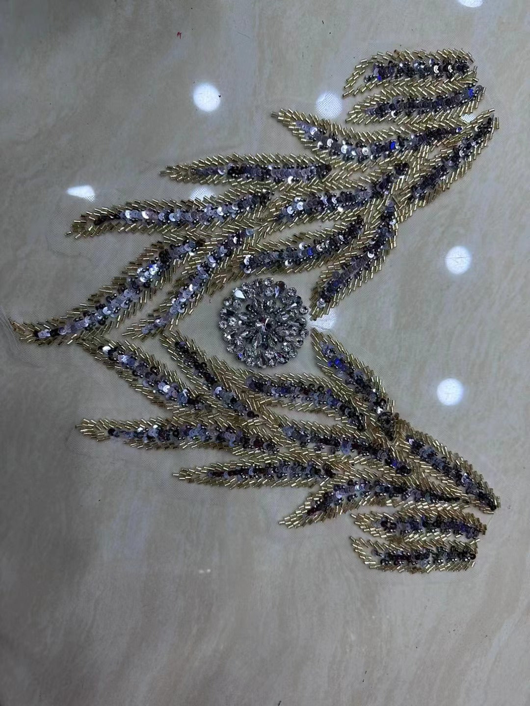 Multicolor Hand-Beading Lace Trim with Crystal Glass Rhinestones & Seed Beads – Embellished DIY Appliqué for Wedding Dresses, Evening Gowns, Qipao & Bridal Fashion Sewing Projects