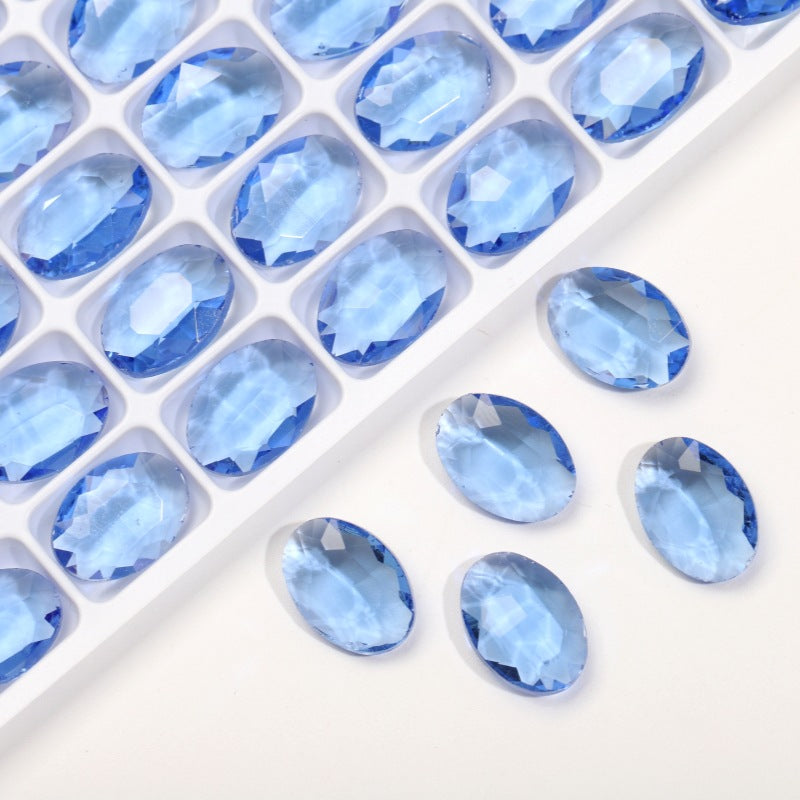 K9 Glass 10x14mm Ice Oval Pointed-Back Rhinestones – Bulk Colorful Marquise Gems for Nail Art