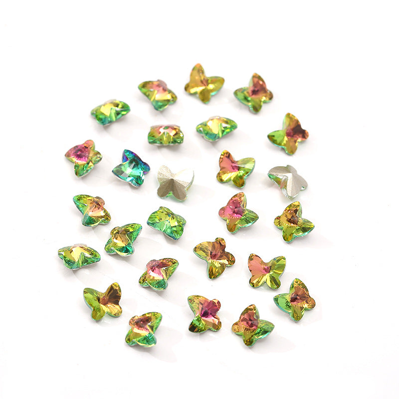 Crystal Butterfly Gradient Pointed-Back Nail Rhinestones – DIY Nail Art Supplies, Special-Shaped Glass Gems for Press-On Manicure Decorations