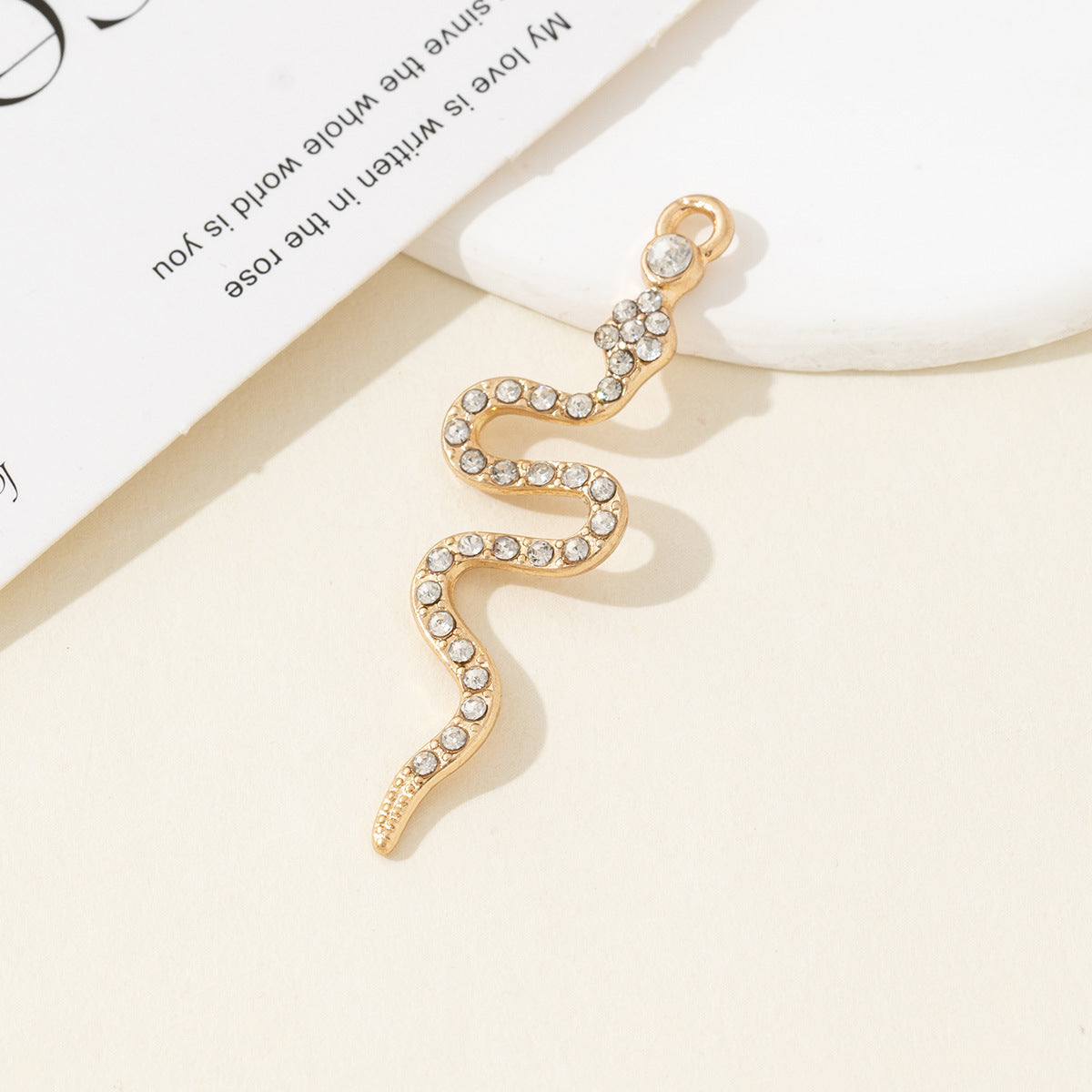 Cross Border New Diamond Inlaid Snake Shaped Alloy Pendant Bracelet Necklace Earring Accessories High-end Diy Material Accessories