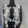 Ultra-Embellished Beaded 3D Floral Sleeve Appliqué – Ethereal DIY Trim for Evening Gowns, Stage Costumes & Bridal Fashion Accessories