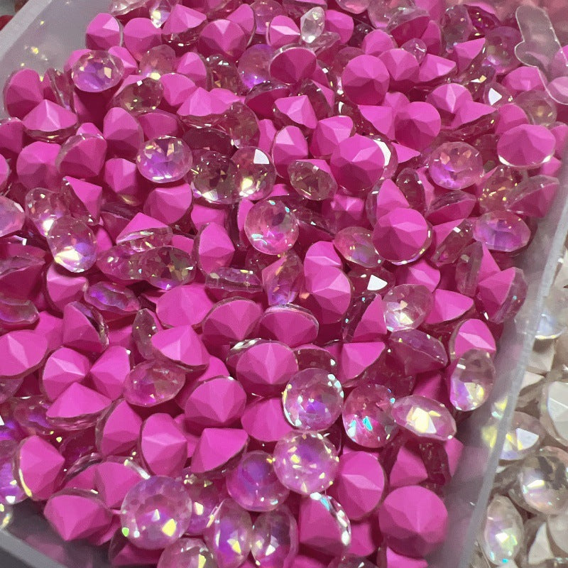 33-Facet 8mm Mocha Gradient Pointed-Back Nail Rhinestones – Mini Stacked Crystal Gems for DIY Manicure, Bag & Apparel Embellishments