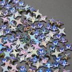 K9 Glass Mocha Aurora 4-Point Star Rhinestones – Flat-Back Iridescent Gems for Nail Art & Phone Charms