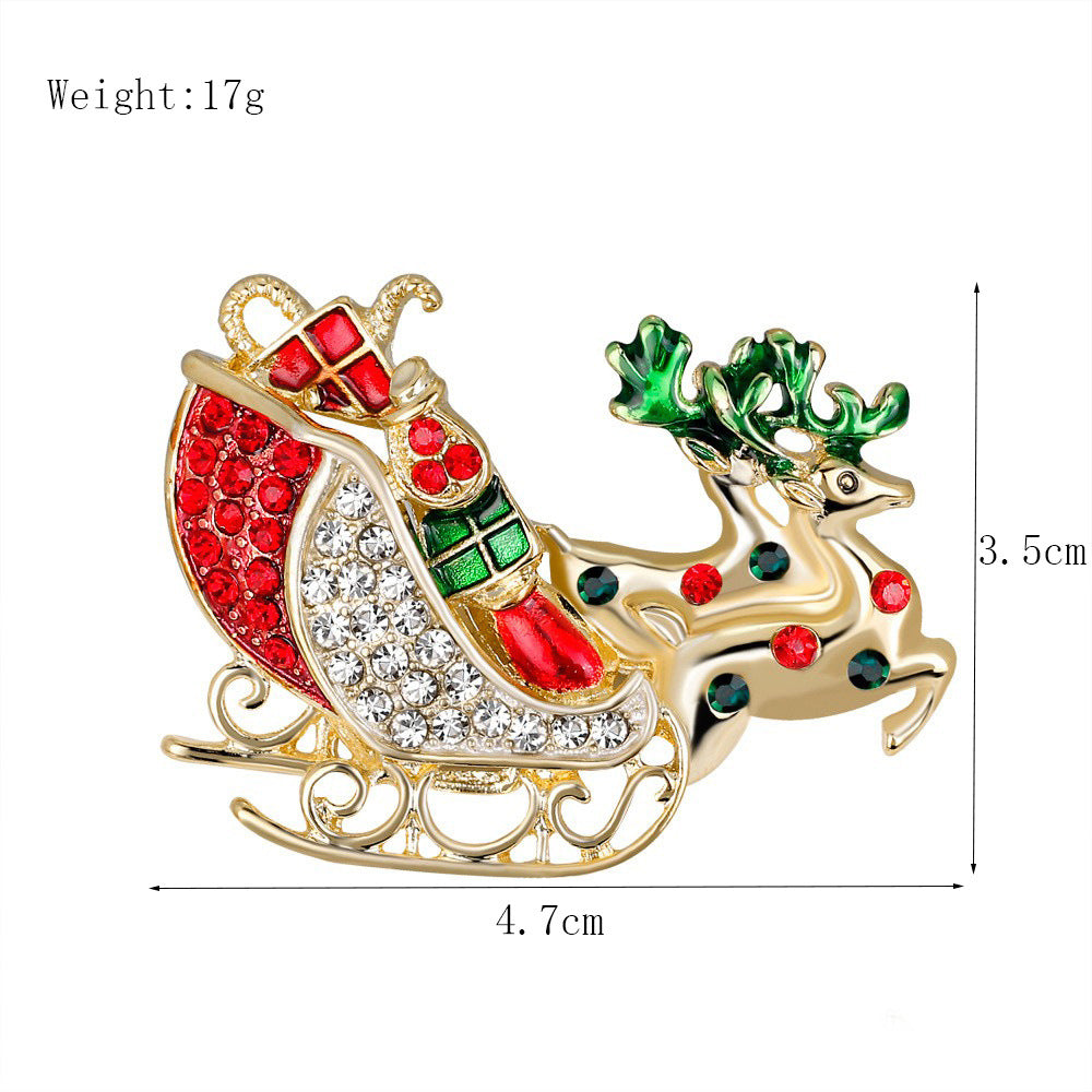 Women's Christmas Brooches Set - New Fashion Santa Tree Reindeer Wreath Snowflake Bell Pins