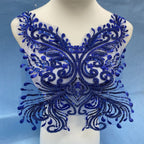 Lace and Sequin Embroidered Appliqué Patch for Front & Back of Wedding Dresses – DIY Decorative Trim with Elegant Lace & Sparkling Sequins for Bridal Gowns, Evening Wear & Custom Sewing Projects